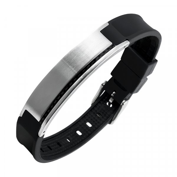 Lunavit Magnetic Jewellery Bracelet Carbo Stripe made of silicone for men and women Detail view